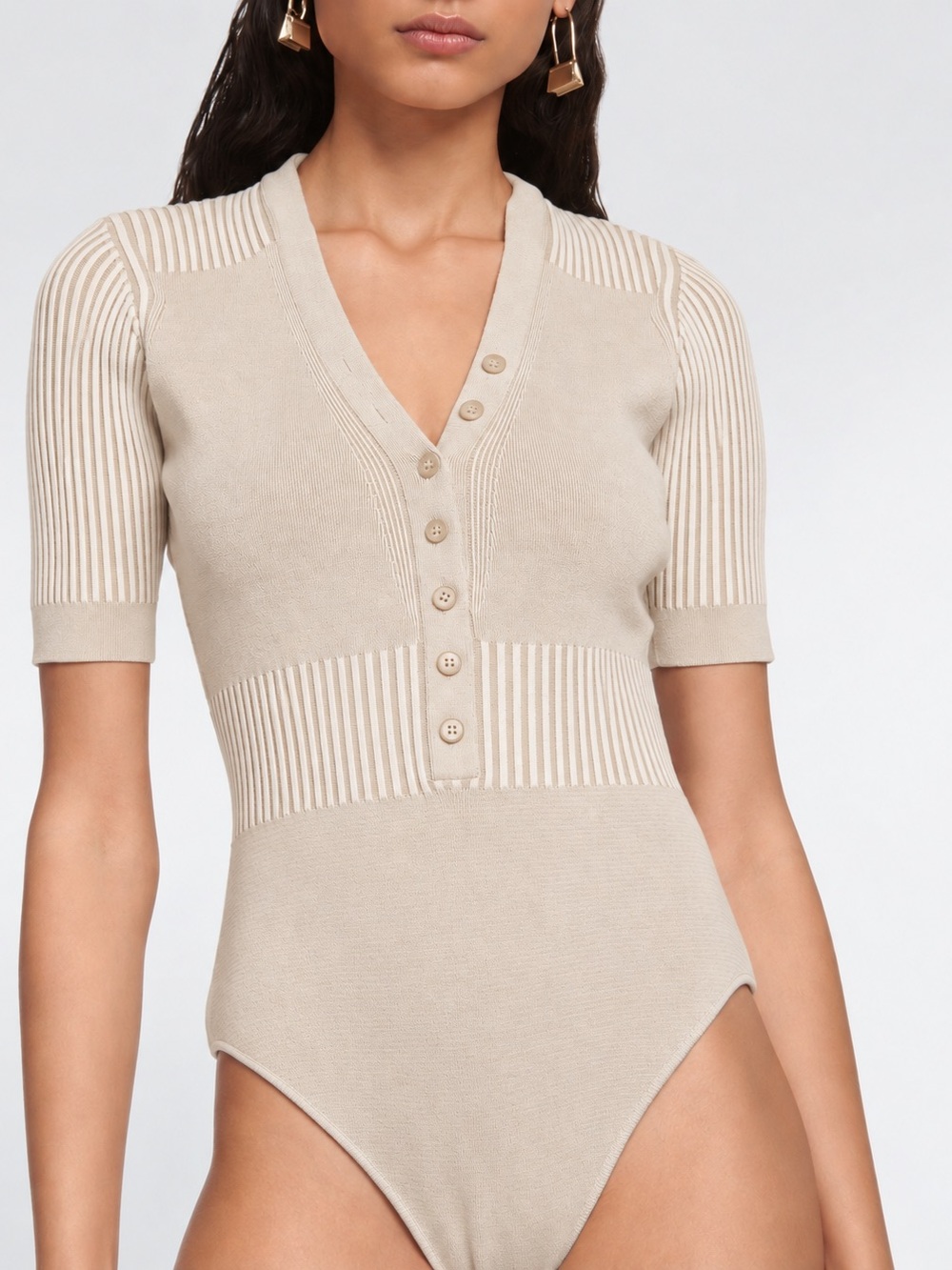 JACQUEMUS Beige Le Body Yauco Bodysuit, Sz FR40, NWOT